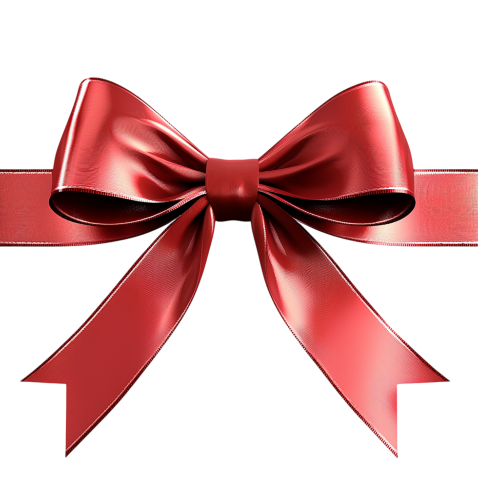 Lustrous red ribbon tied into a precise bow an elegantly smooth silky fabric texture. png