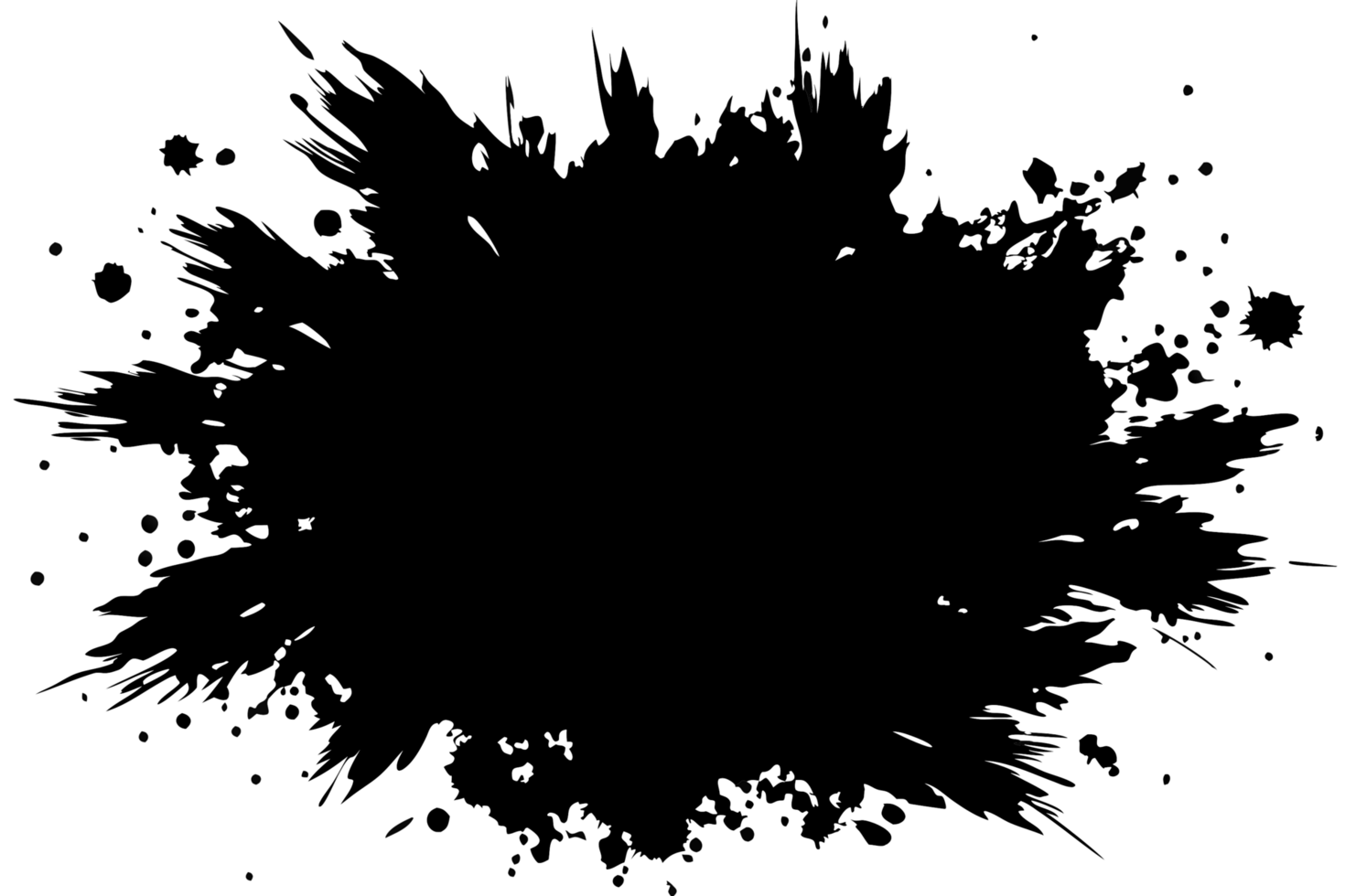 Abstract Ink Splatter Frame Circular Design, Grunge Texture, Black and White Illustration png