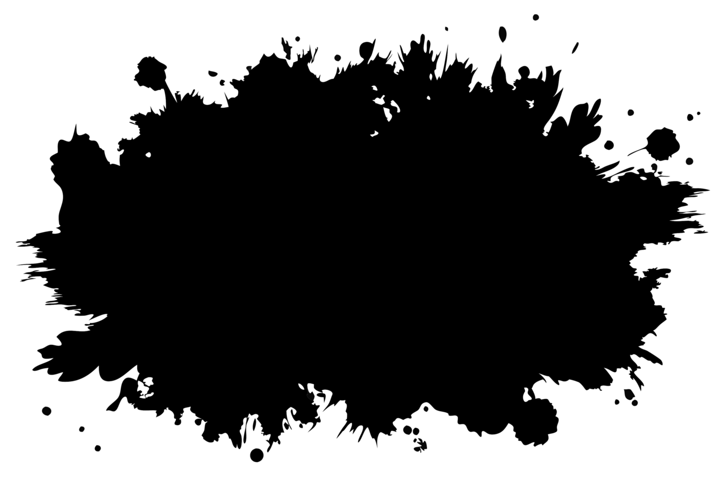 Abstract Ink Splotch Frame Black and White Irregular Shape for Design png