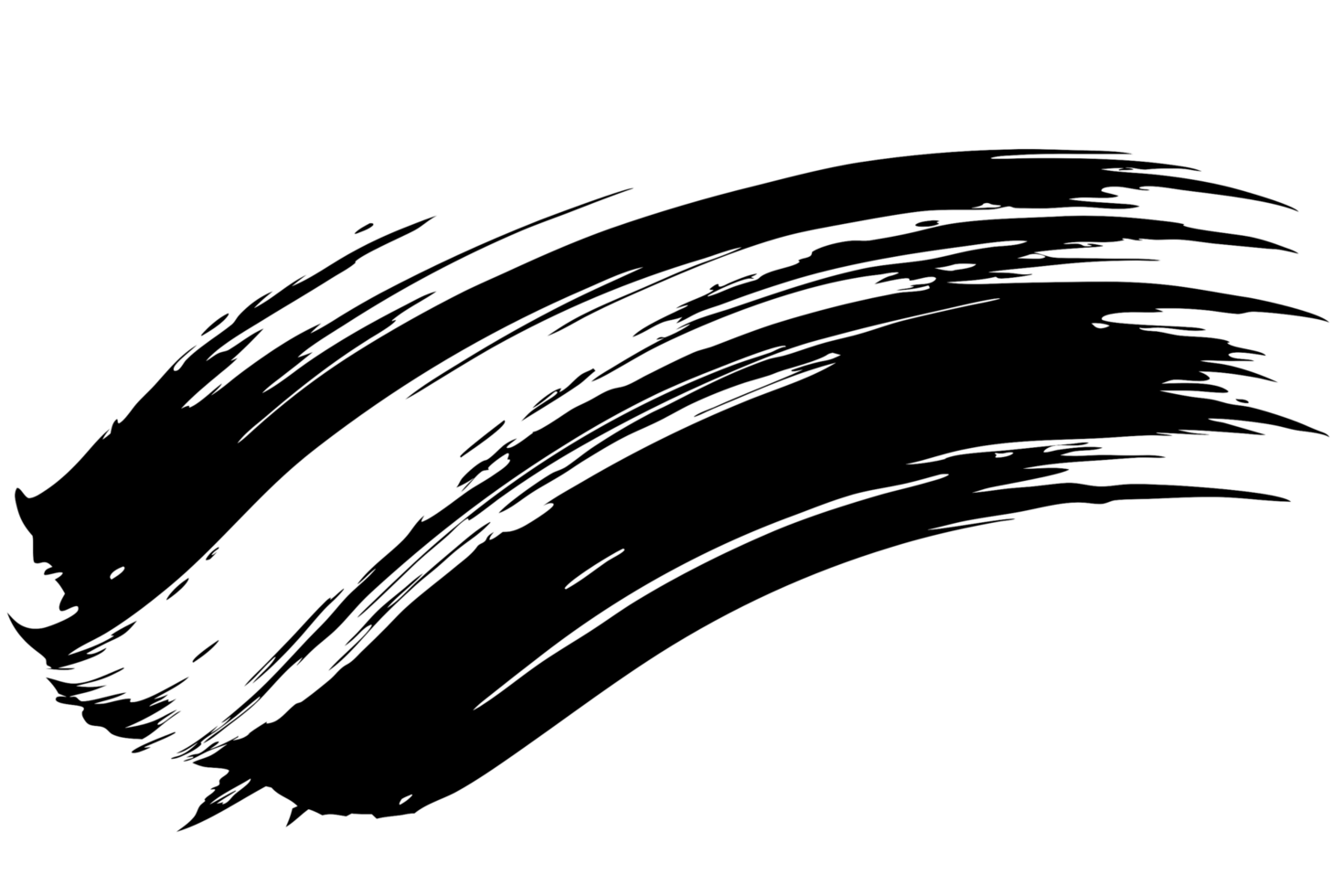 Abstract Swirl Brush Stroke Design Element Black and White Grunge Texture png