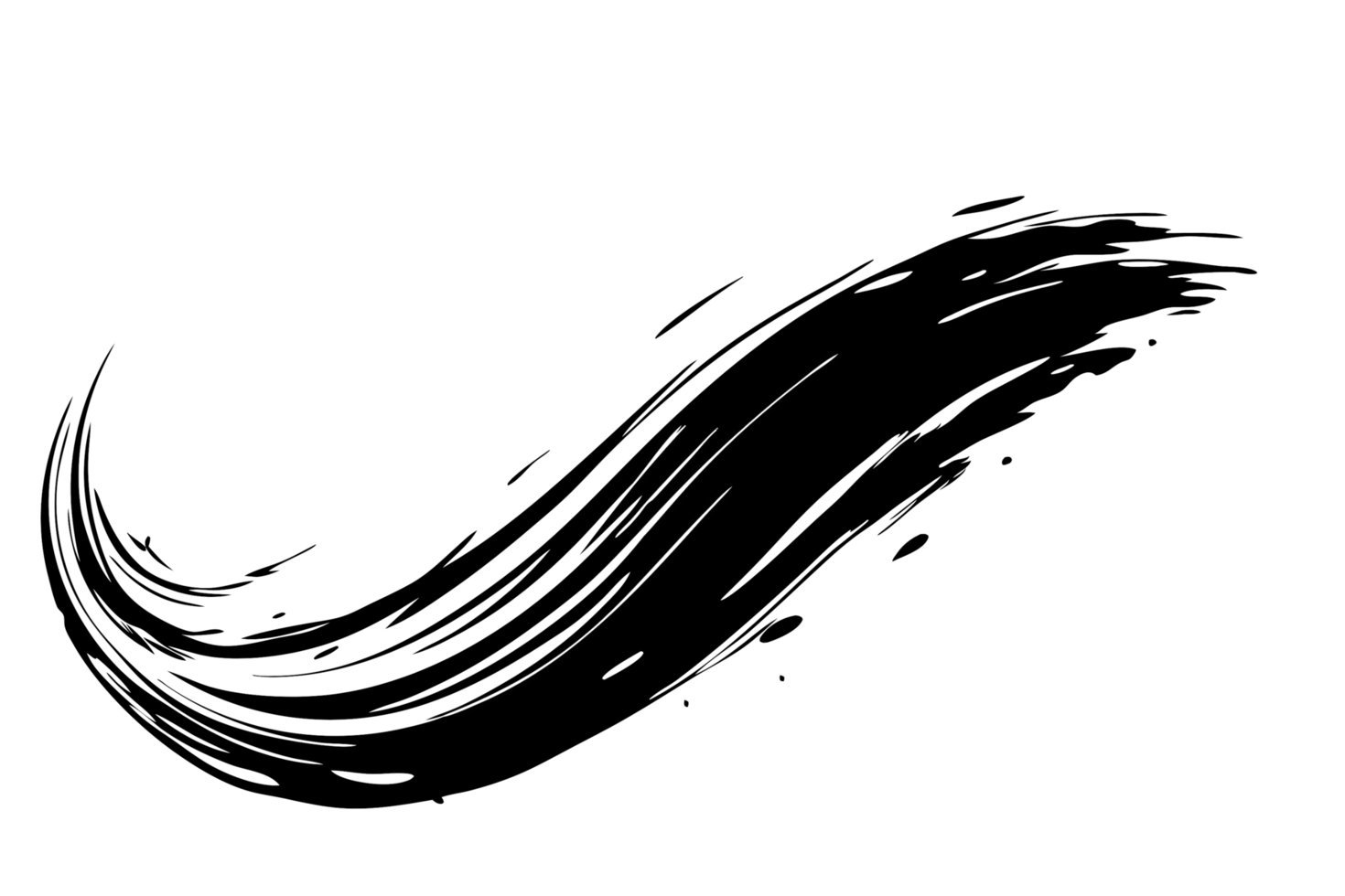 Abstract Swirl Design Dynamic White Lines on Black Background, Motion Effect Illustration png