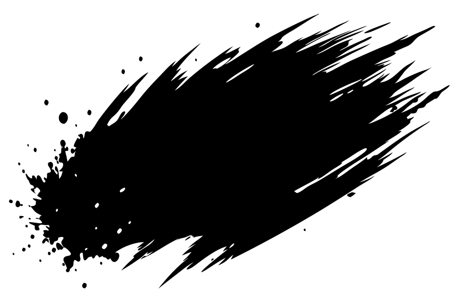 Abstract White Ink Splatter and Brush Strokes on Black Background png