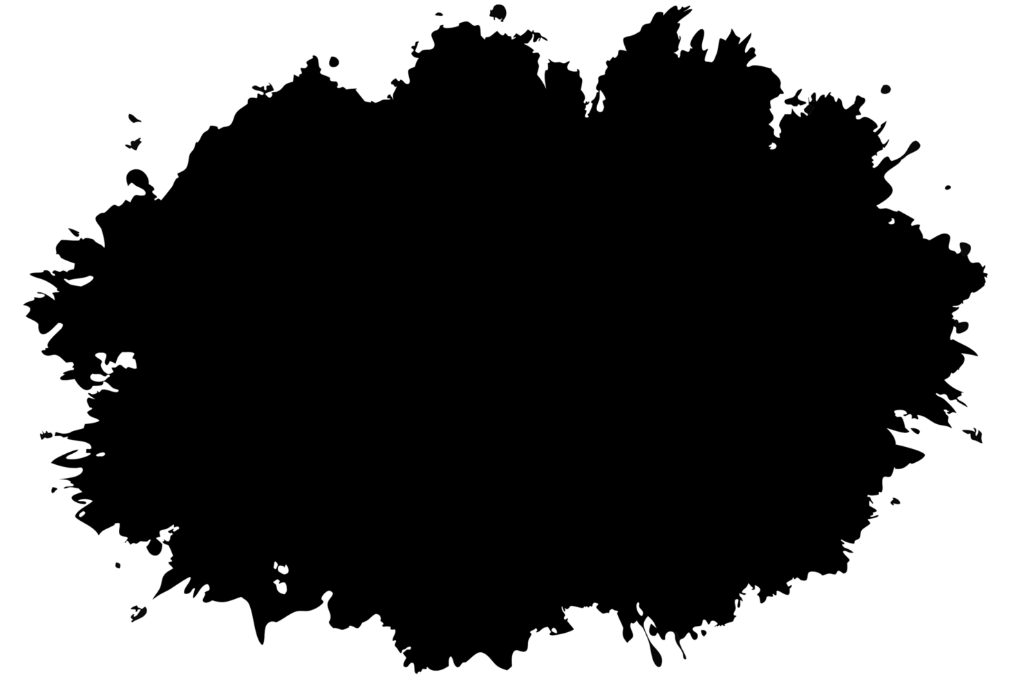 Irregular Organic Shape Outline, White Line Art on Black Background, Design Element png