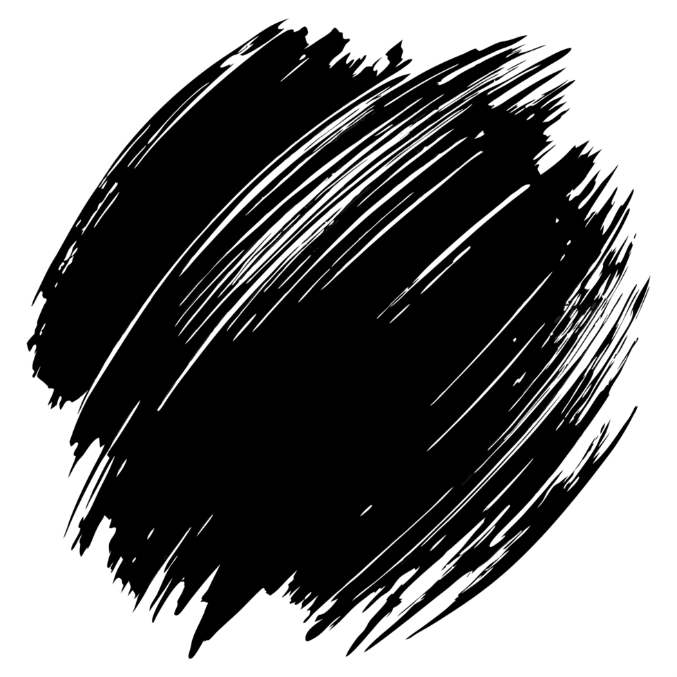 Abstract Black Ink Brush Stroke Circular Design Element for Background png