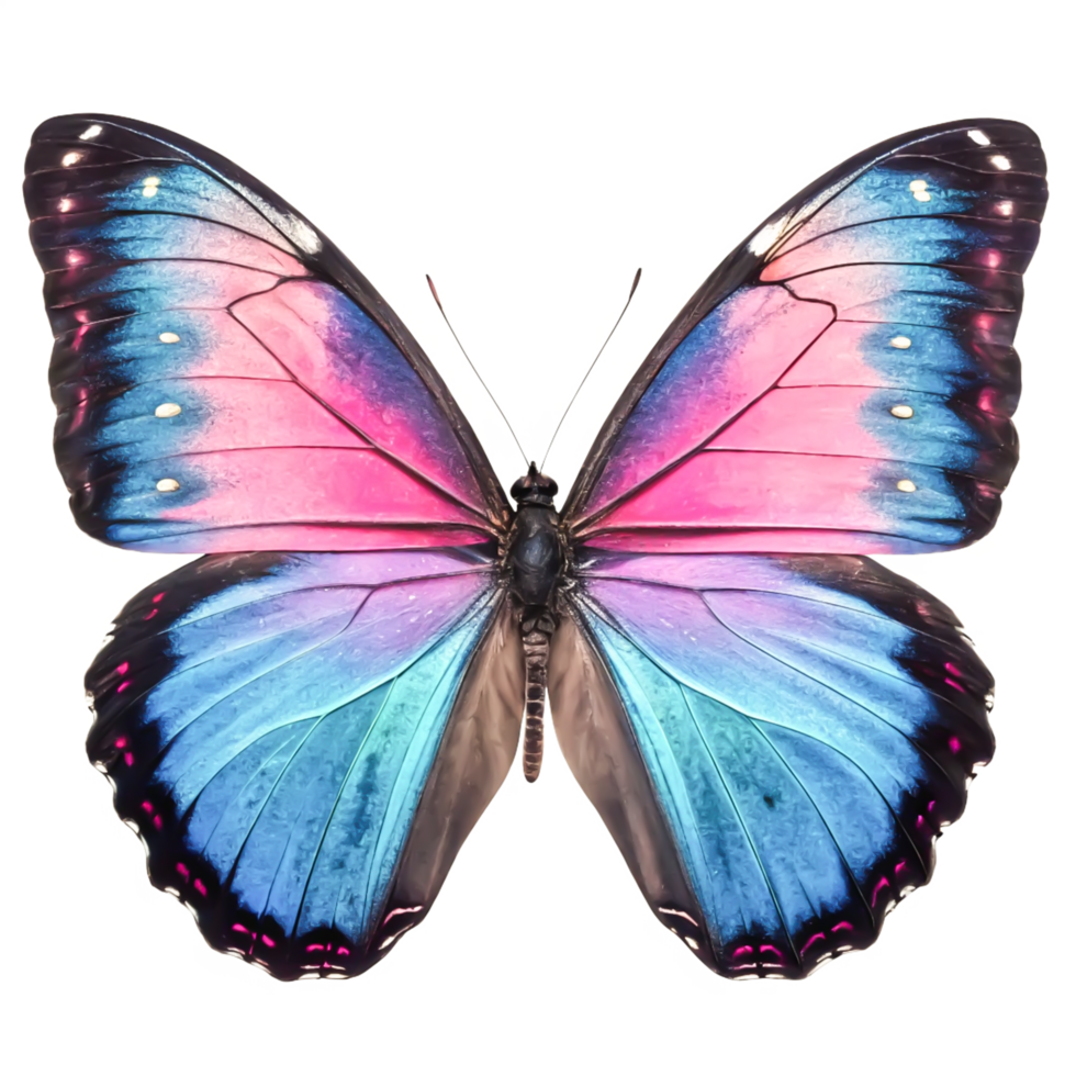 Stunning Blue and Pink Butterfly Wings High-Resolution Nature Close-up png
