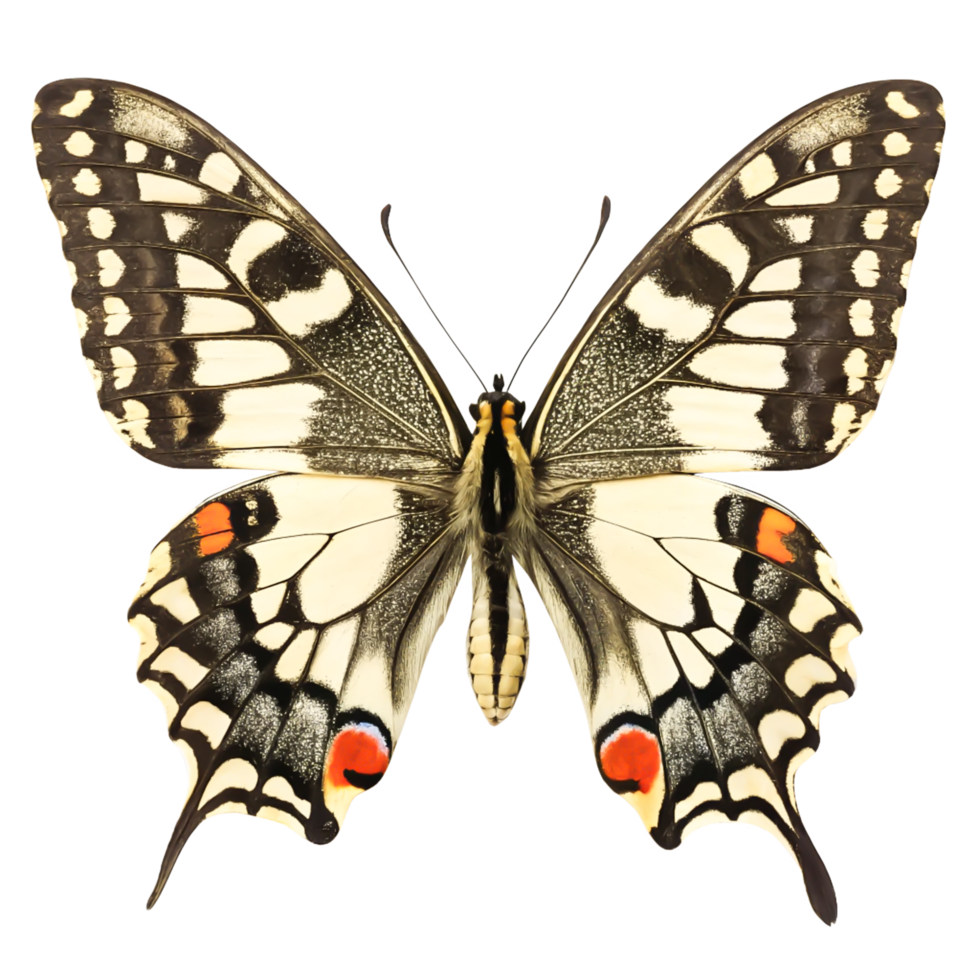 Stunning Old World Swallowtail Butterfly Wings, Detailed Close-up, Isolated on White Background png