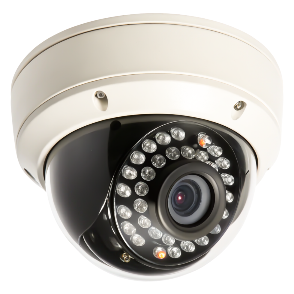 High-Definition Dome Security Camera with Infrared LEDs for Night Vision png