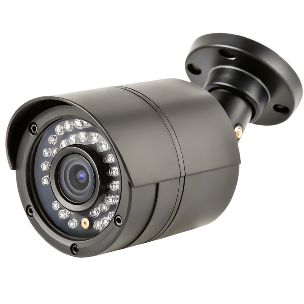 High-Resolution Bullet Security Camera with Infrared LEDs - CCTV Surveillance System png