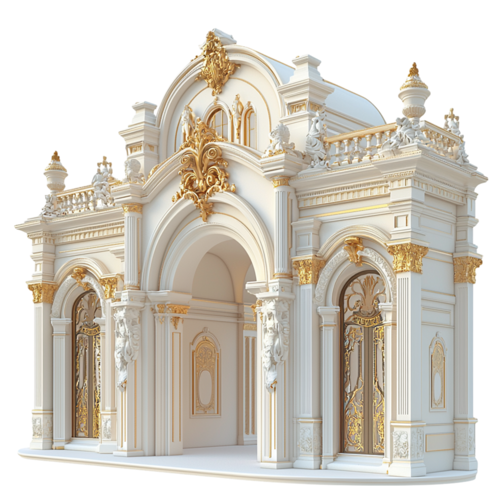 Gr golden palace entrance embellished intricate carvings towering archways, showcasing opulence, heritage, architectural magnificence. png