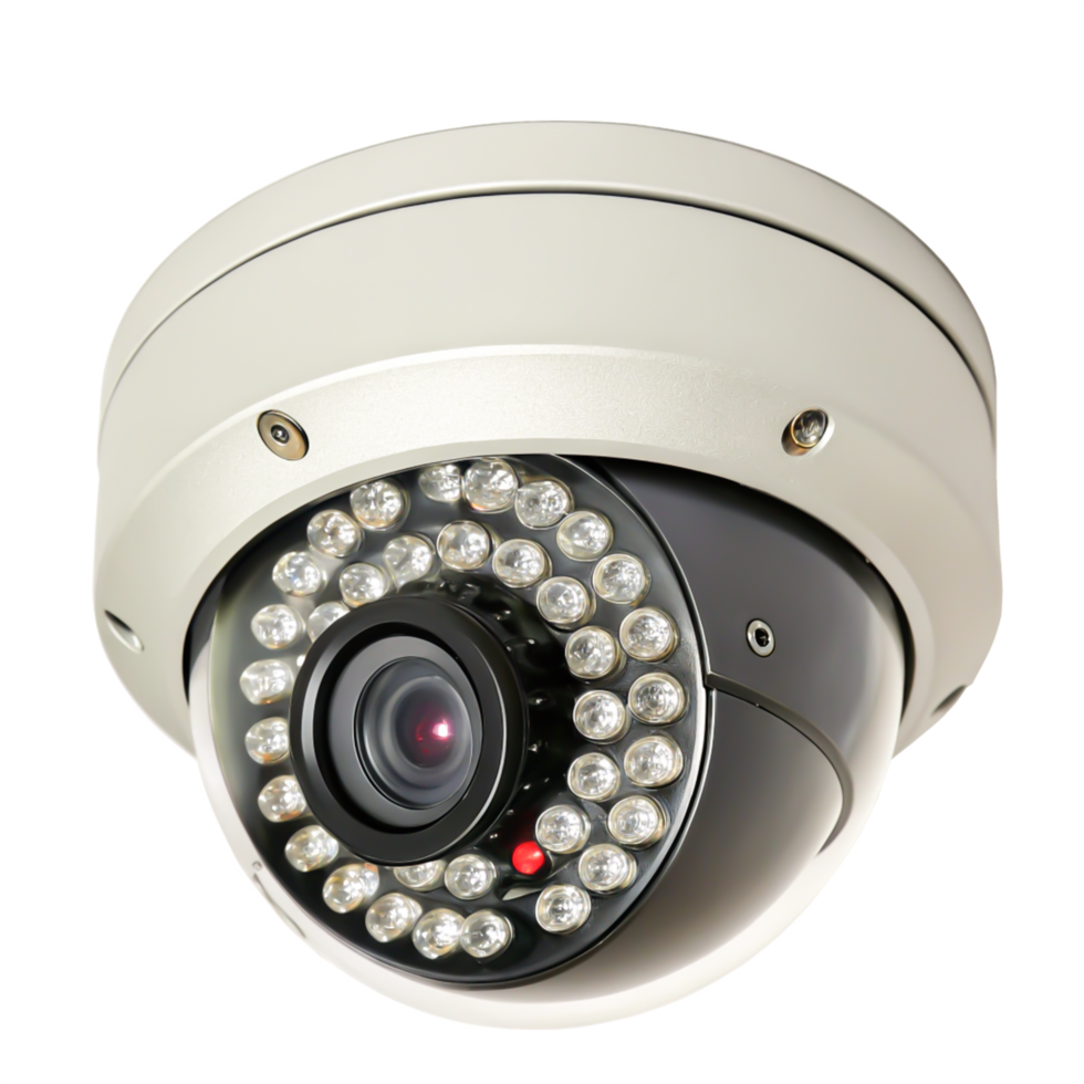 High-Resolution Dome Security Camera with LEDs for Night Vision png
