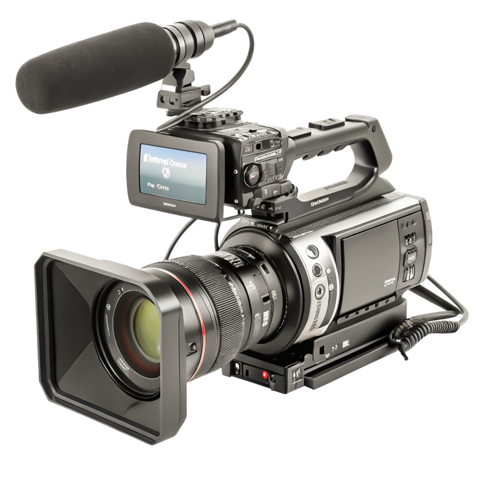 Professional Camcorder with Microphone and Accessories High-Quality Production Equipment png