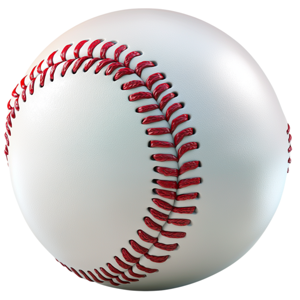 Classic white baseball featuring bold red stitching a flawlessly smooth surface designed for professional casual gameplay enjoyment. png
