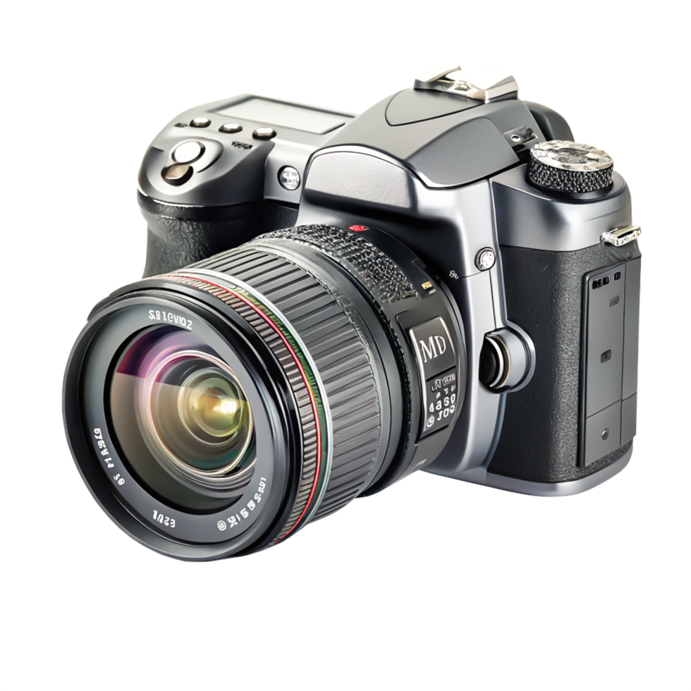 Professional DSLR Camera Photography Equipment with Large Lens Isolated on White Background png