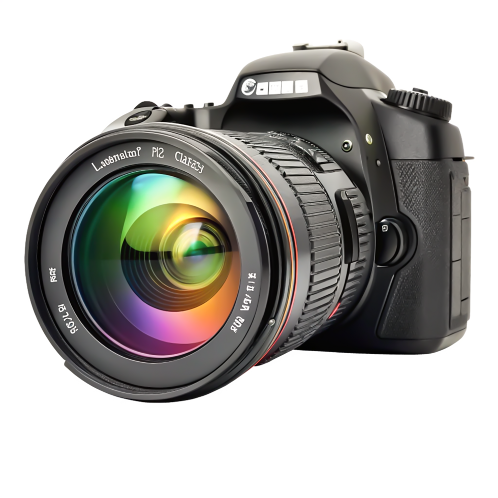Professional DSLR Camera with Large Lens, Isolated on White Background png