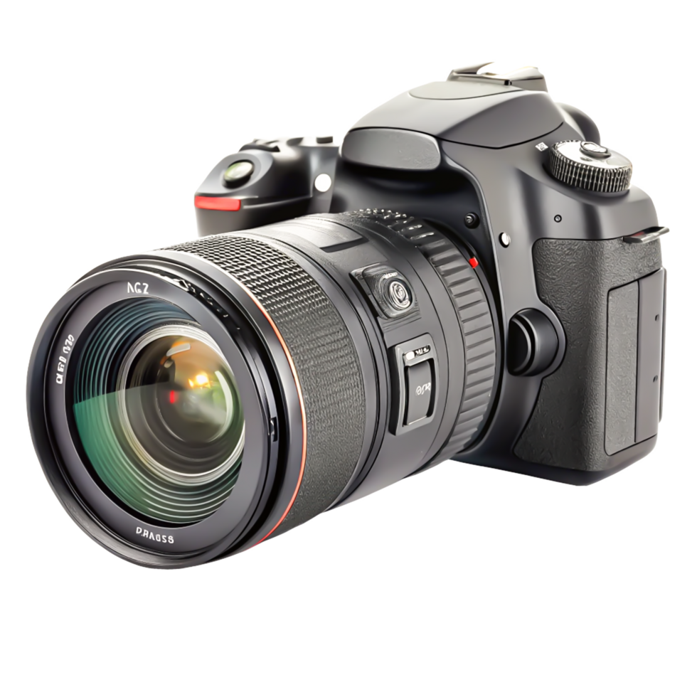 Professional DSLR Camera with Telephoto Lens Isolated on White Background png