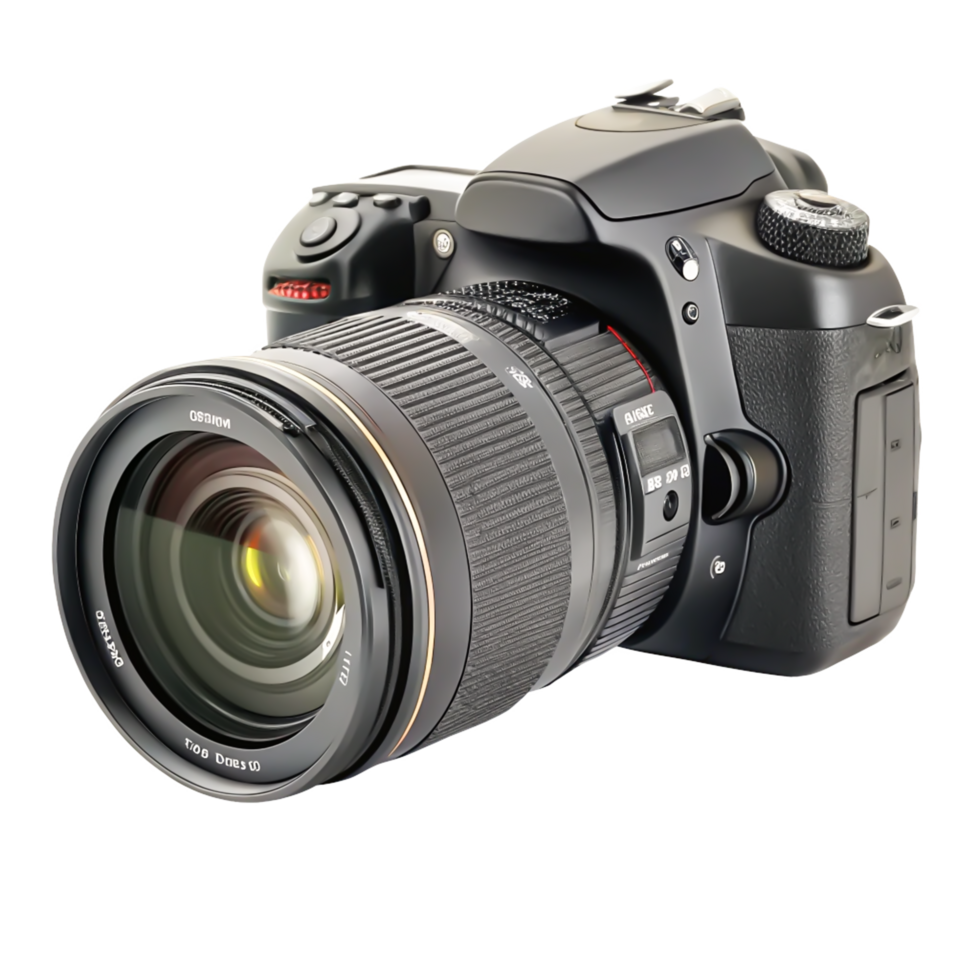 Professional DSLR Camera with Zoom Lens Isolated on White Background png