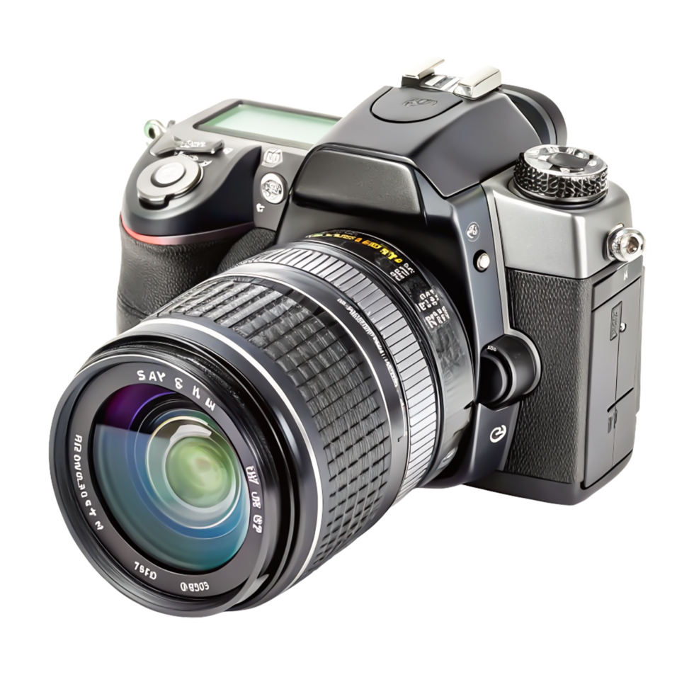 Professional DSLR Camera with Zoom Lens Isolated on White Background Stock Photo png
