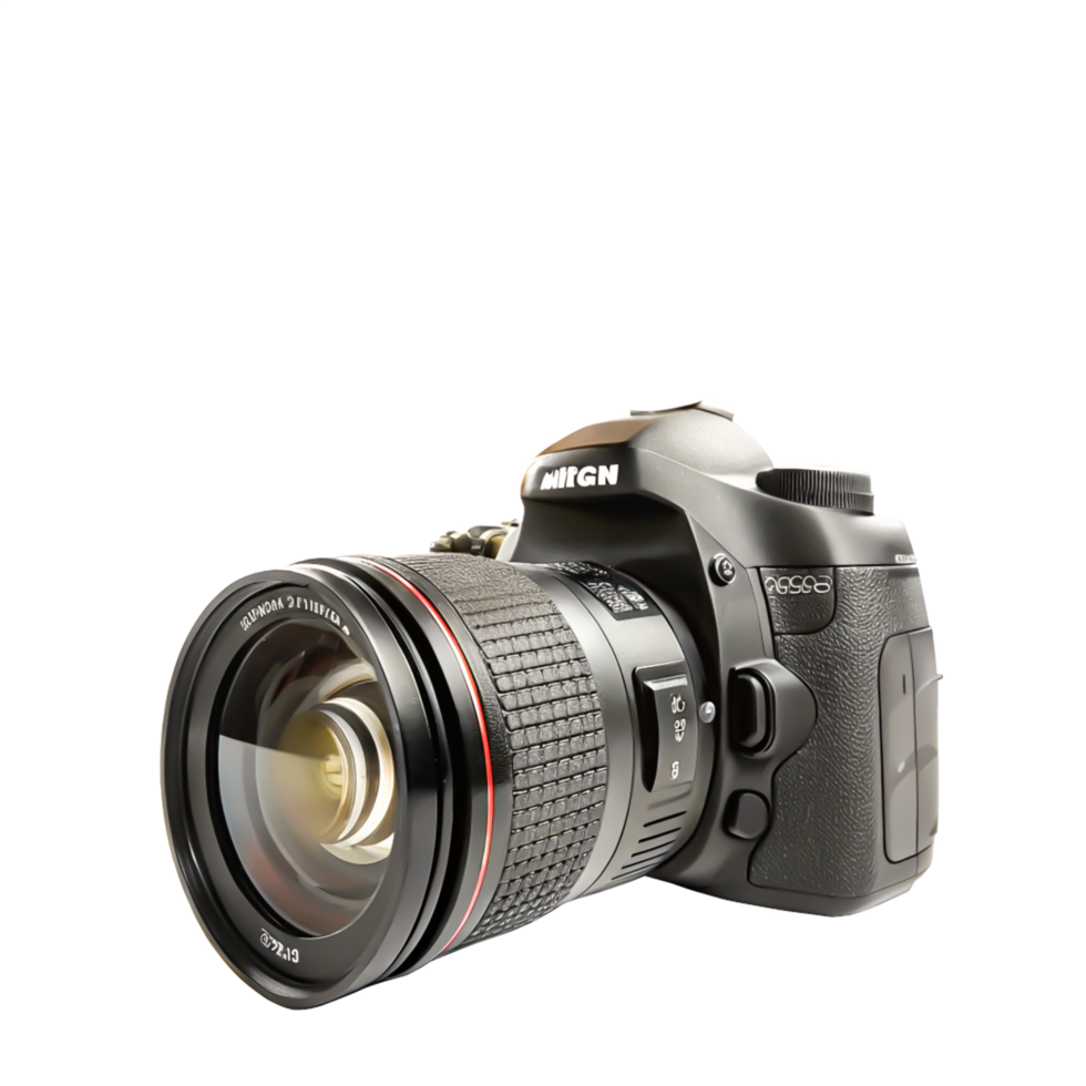 Professional DSLR Camera with Telephoto Lens, Isolated on png