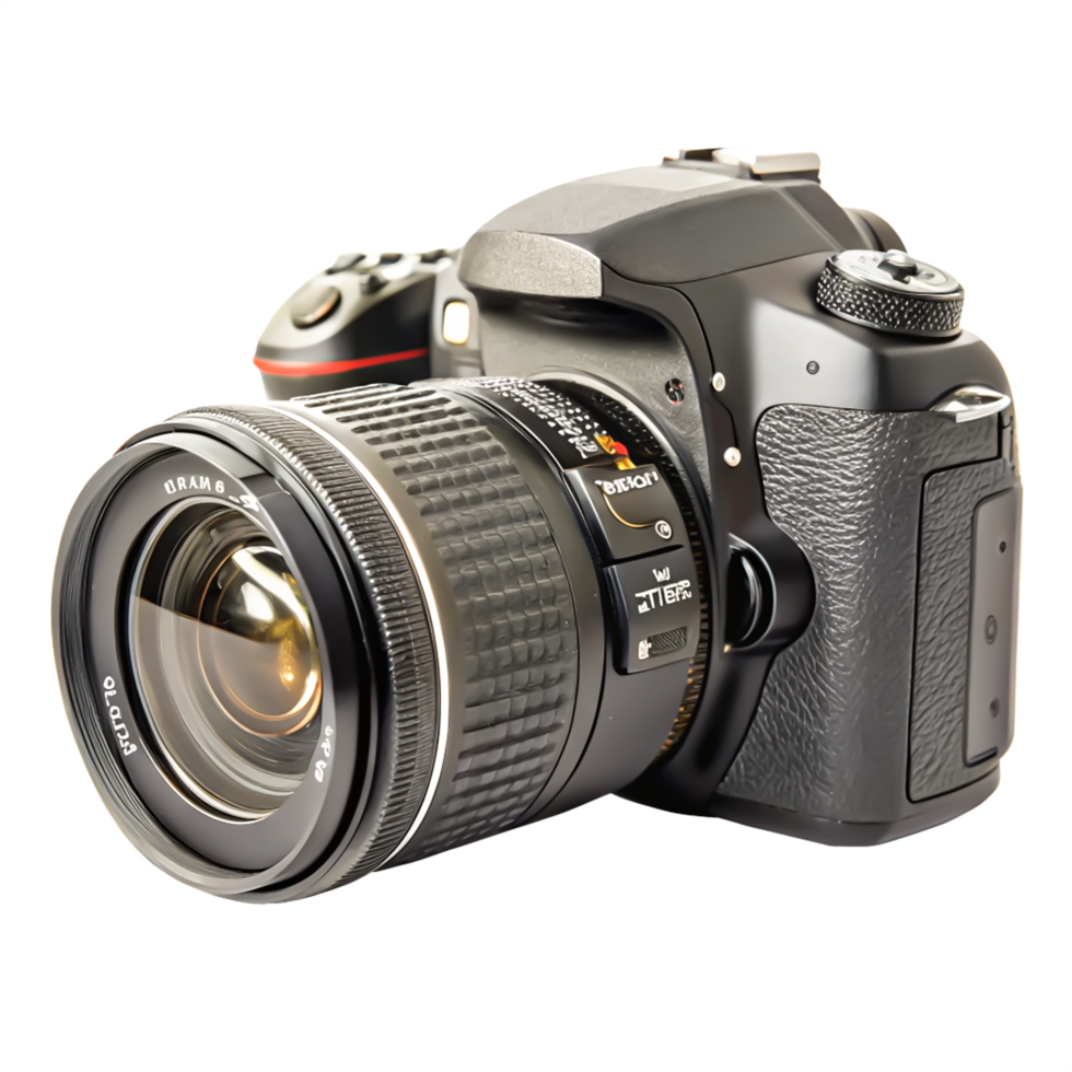 Professional DSLR Camera with Zoom Lens, Isolated on png