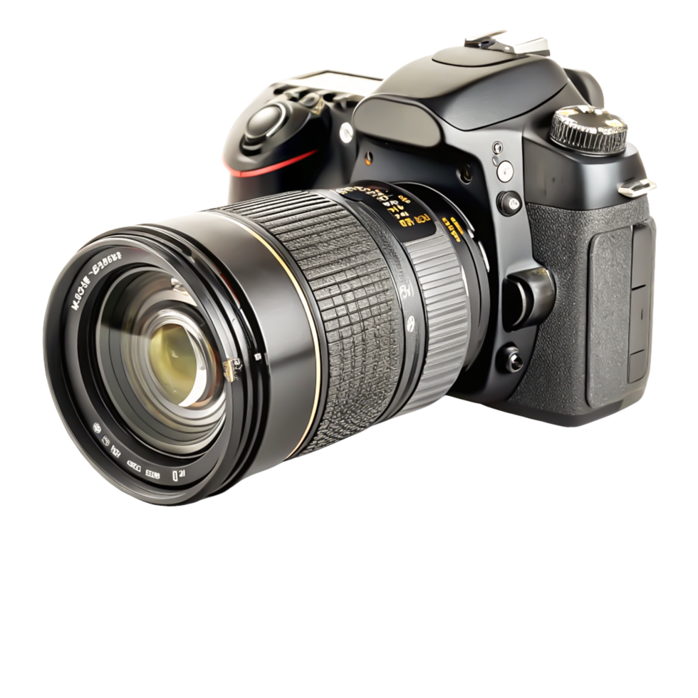 Professional DSLR Camera with Telephoto Lens Isolated on png