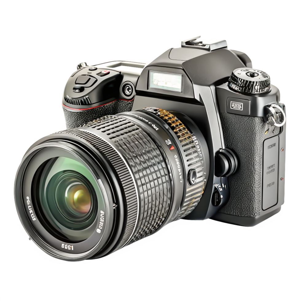 Professional DSLR Camera with Large Lens Isolated on png
