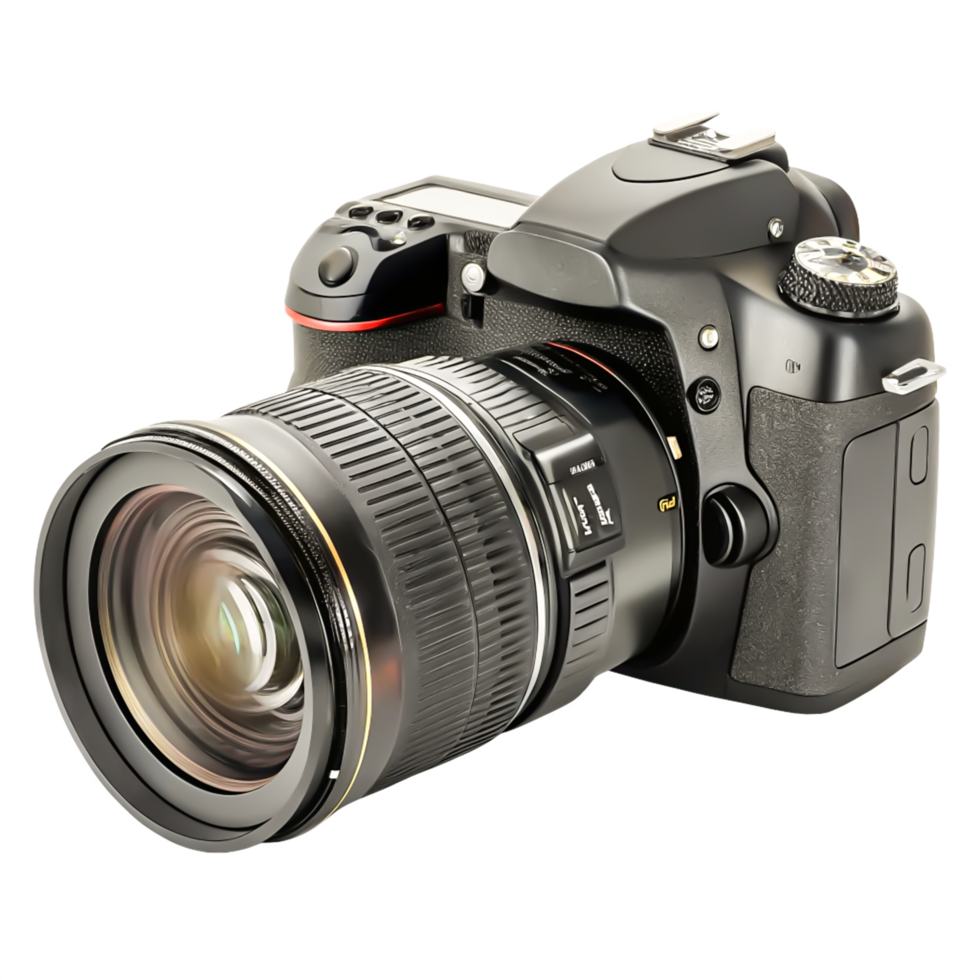 Professional DSLR Camera with Zoom Lens, Photography Equipment, Isolated on png