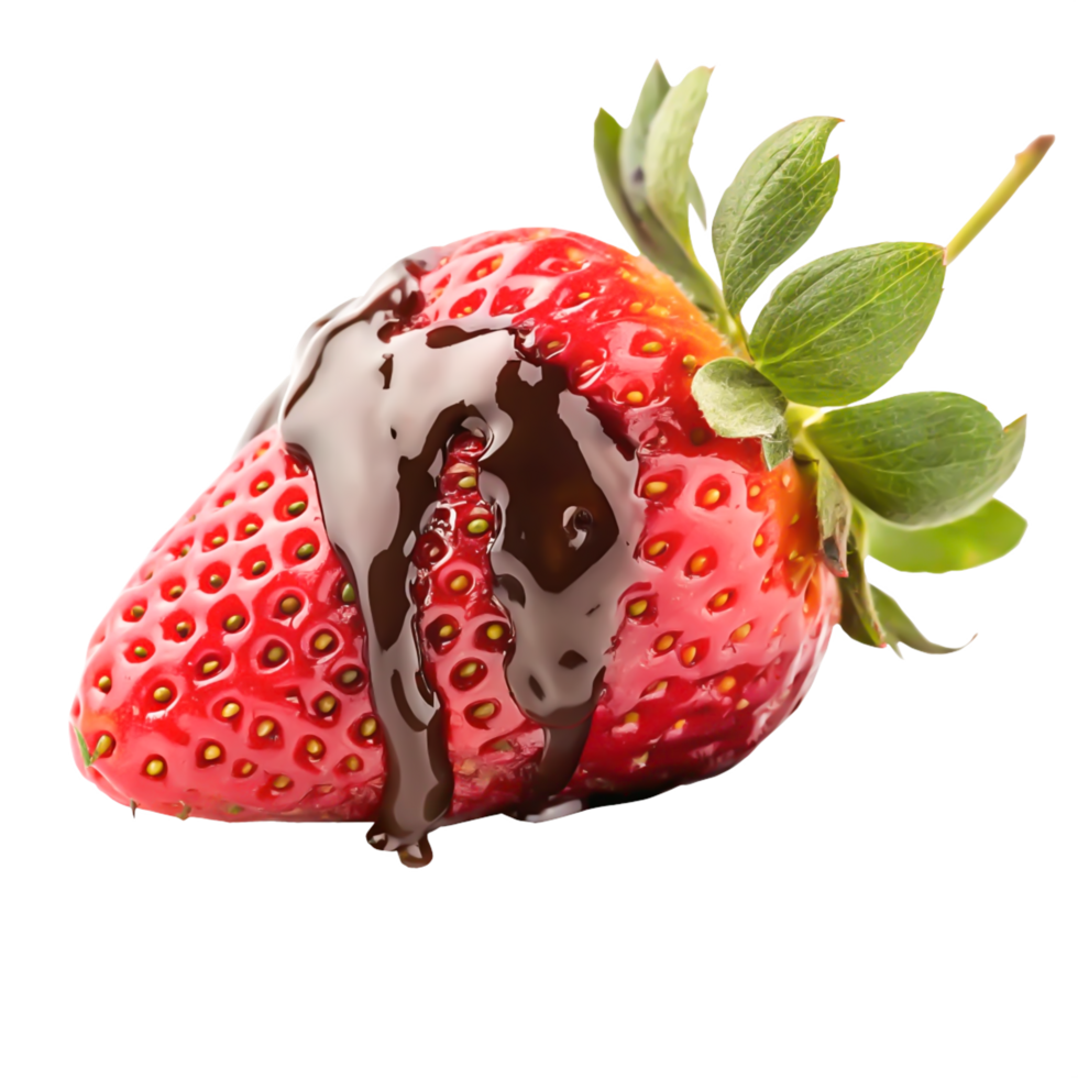 Delicious Chocolate Covered Strawberry Juicy Red Berry with Melted Chocolate Drizzle png