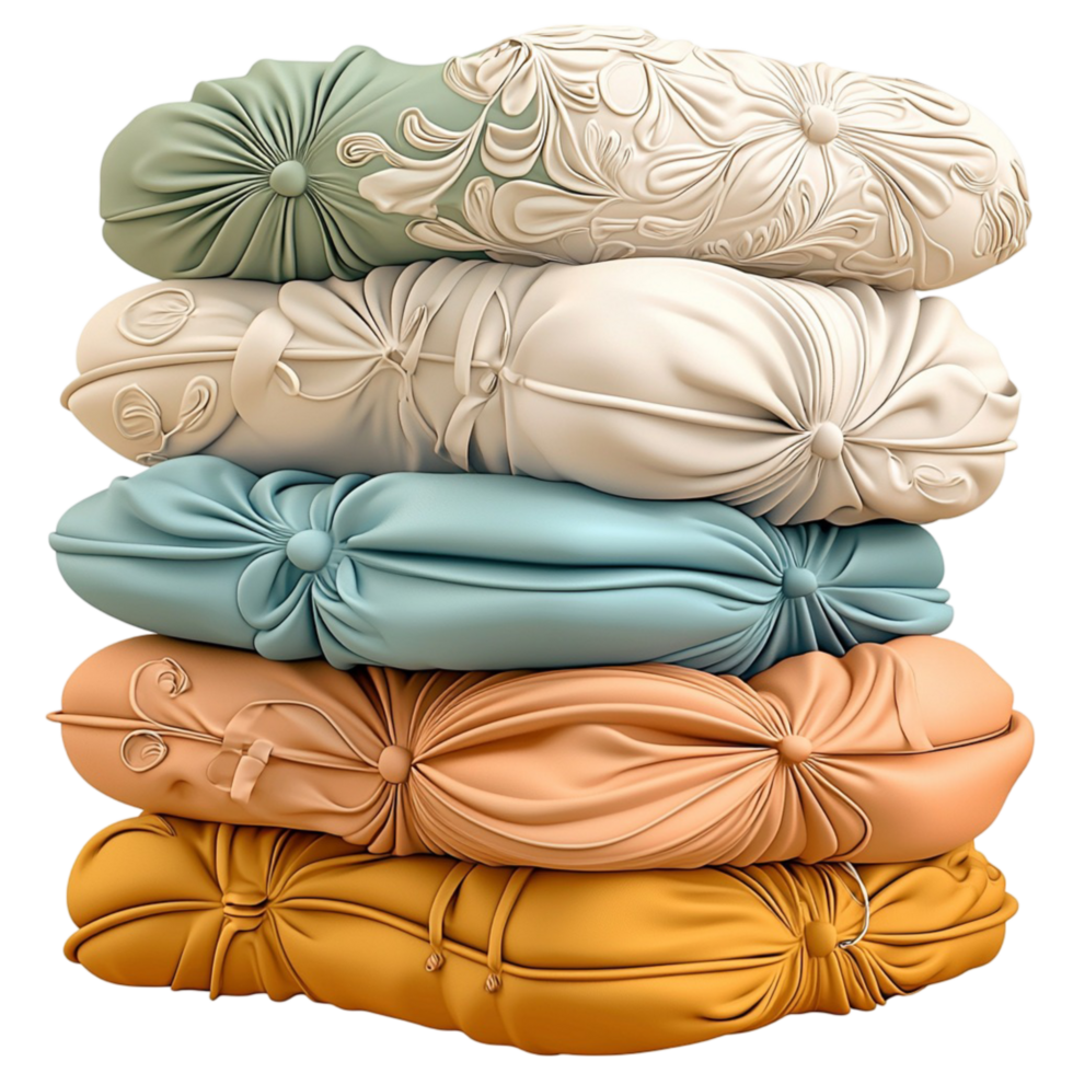Soft fabric stack neatly folded colorful cozy warm blankets png