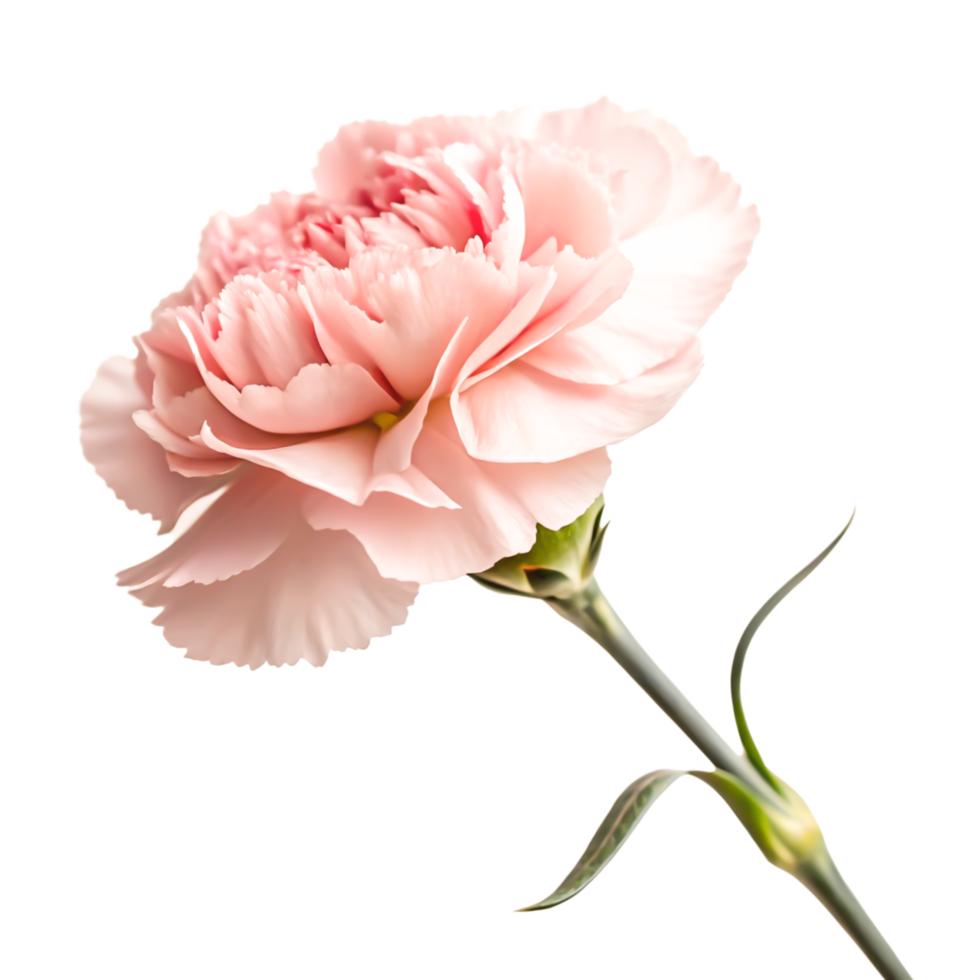 Delicate Pink Carnation Flower Blossom Isolated on White Background png