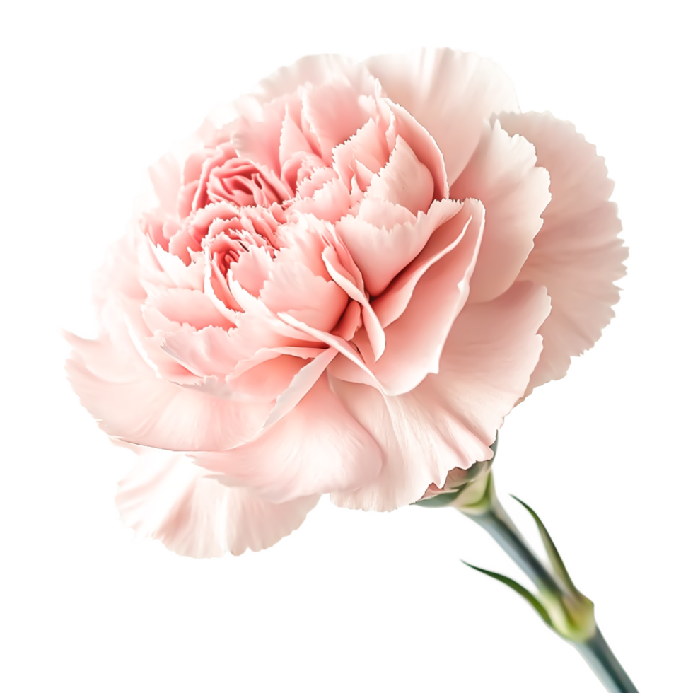 Elegant Pink Carnation Flower Close-Up Soft, Delicate Bloom Isolated on White png