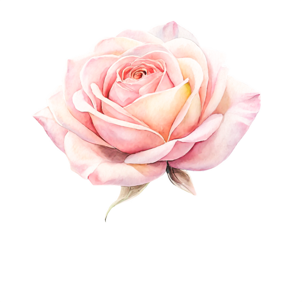 Delicate Watercolor Pink Rose Blossom, Romantic Floral Illustration, Botanical Art png
