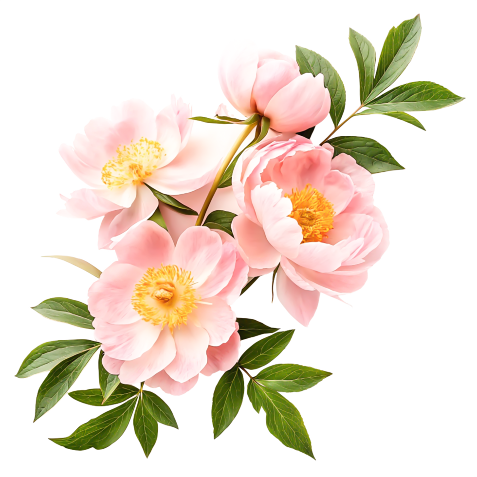 Elegant Pink Peonies Flower Bouquet, Isolated on White Background, Spring Blossom png