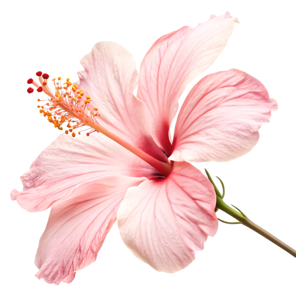 Delicate Pink Hibiscus Flower Blossom Isolated on White Background png