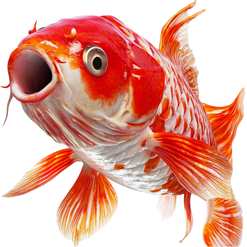 Vibrant orange goldfish flowing fins bright expressive eyes png
