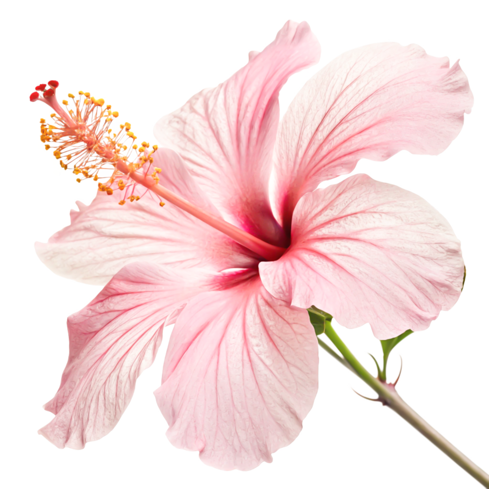 Stunning Pink Hibiscus Flower Blossom, Close-up Isolated on White Background png