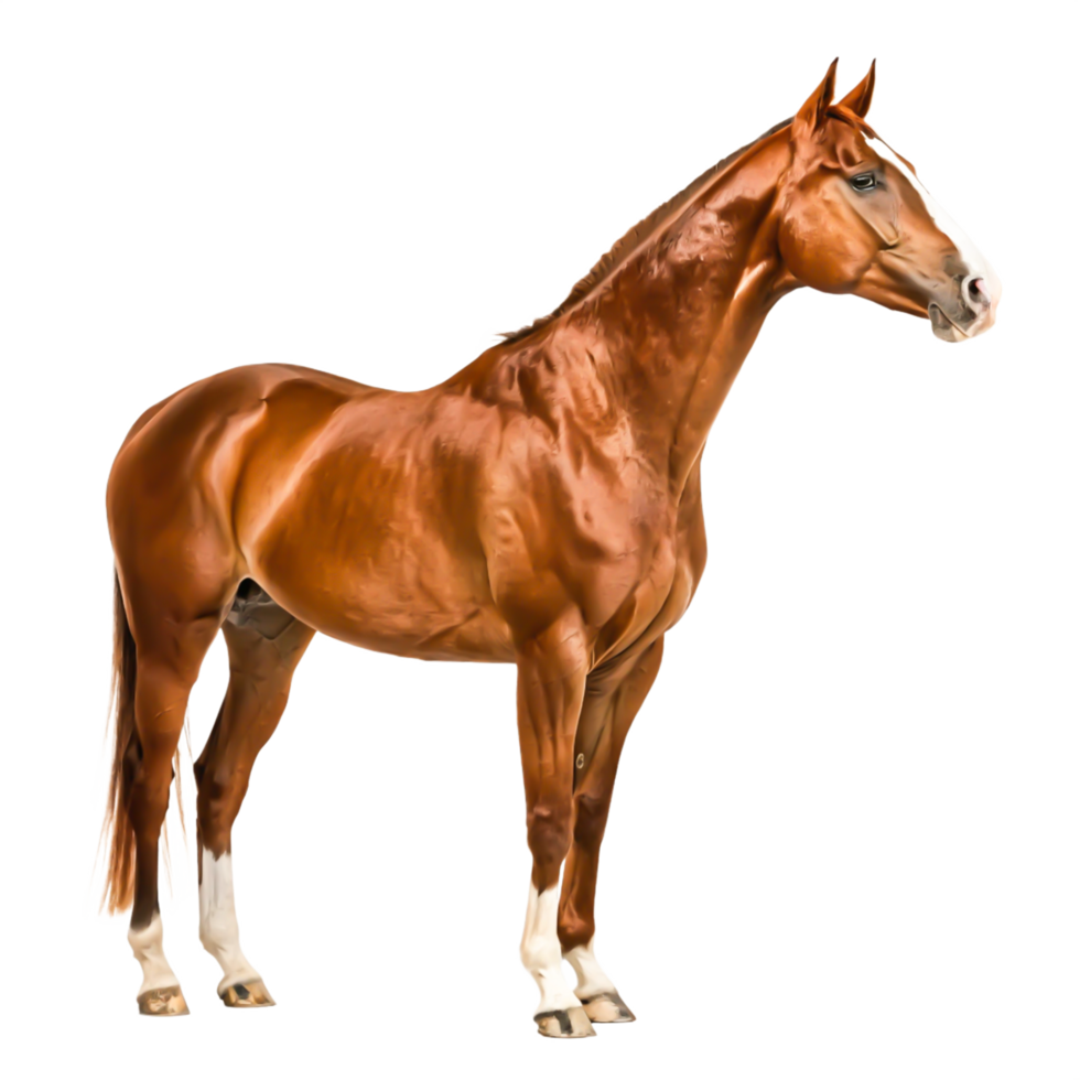 Stunning Chestnut Horse, Profile View, Isolated on White Background, Equestrian Art png