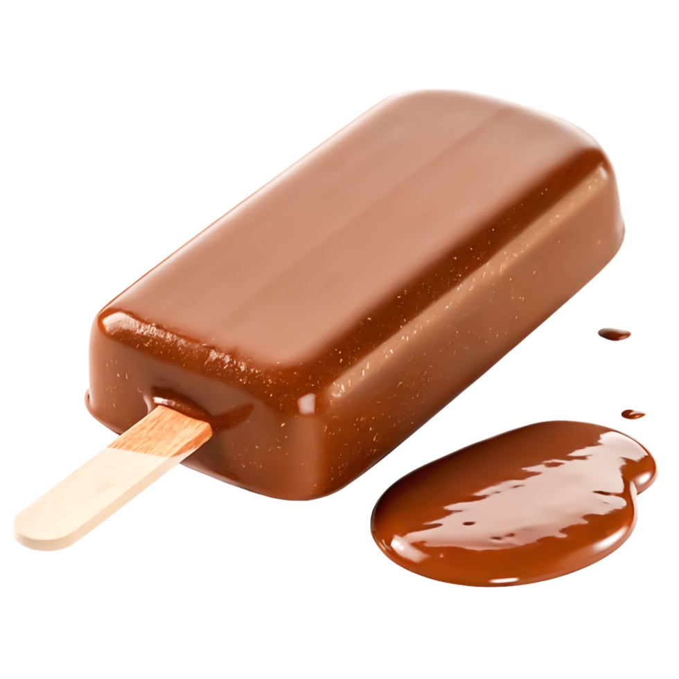 Delicious Chocolate Ice Cream Bar with Melted Drips - Stock Photo png