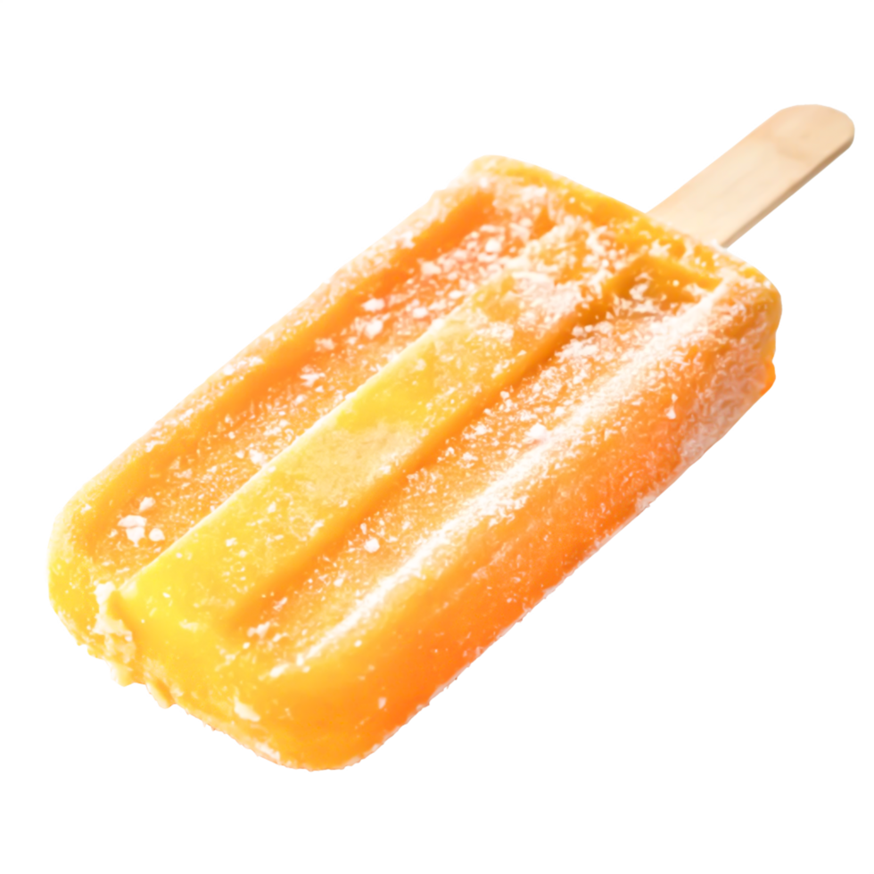 Delicious Orange Popsicle on Wooden Stick, Summer Treat, Frozen Dessert png