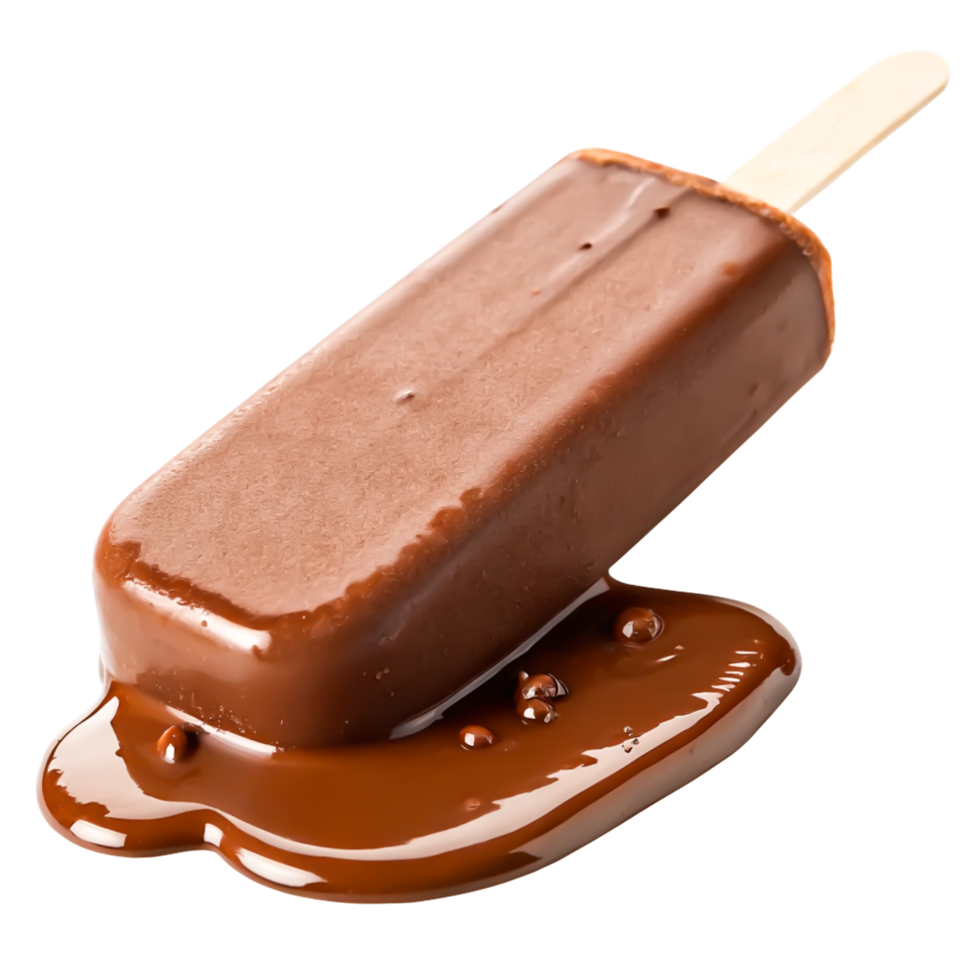 Melted Chocolate Ice Cream Bar on White Background Delicious Summer Treat png