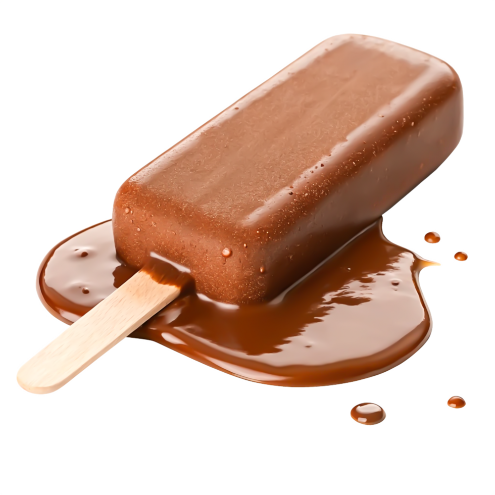 Melting Chocolate Ice Cream Bar on White Background Delicious Summer Treat png