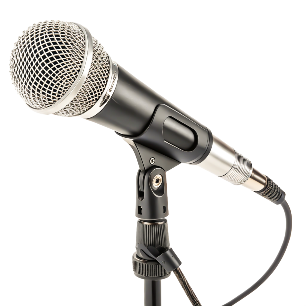 Professional Condenser Microphone on Stand Studio Recording Equipment Image png