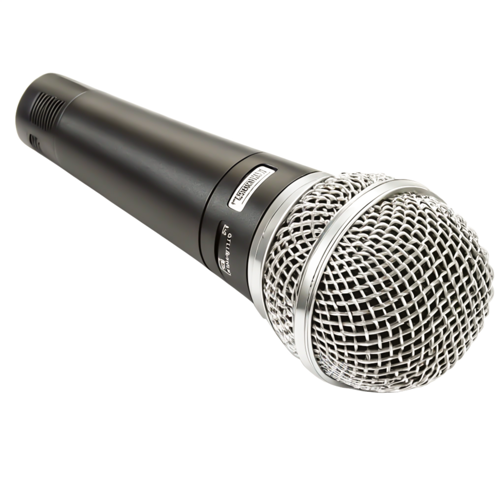 Professional Dynamic Microphone, Black and Silver, Isolated on White Background png