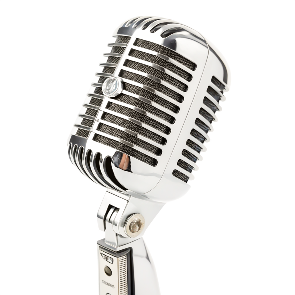 Vintage Chrome Microphone Retro Music Recording Studio Equipment png