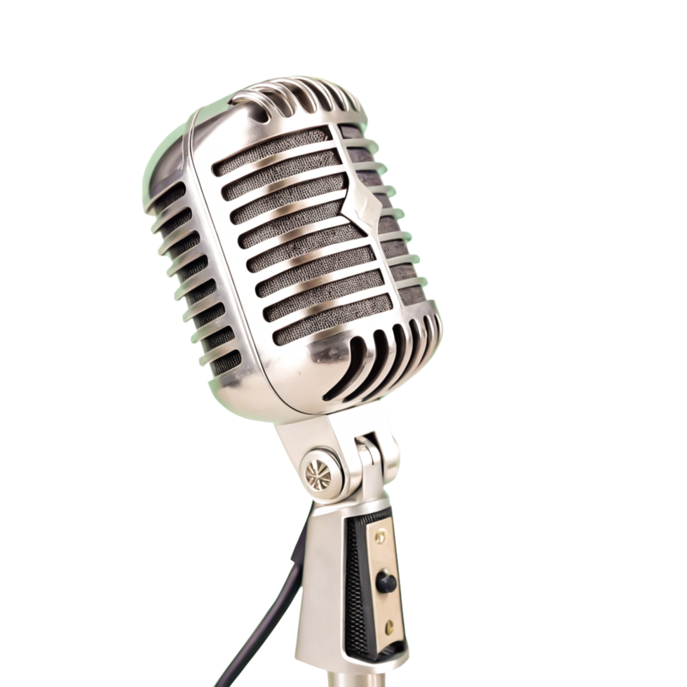 Vintage Retro Microphone Studio Recording Equipment Broadcast Silver Metal png