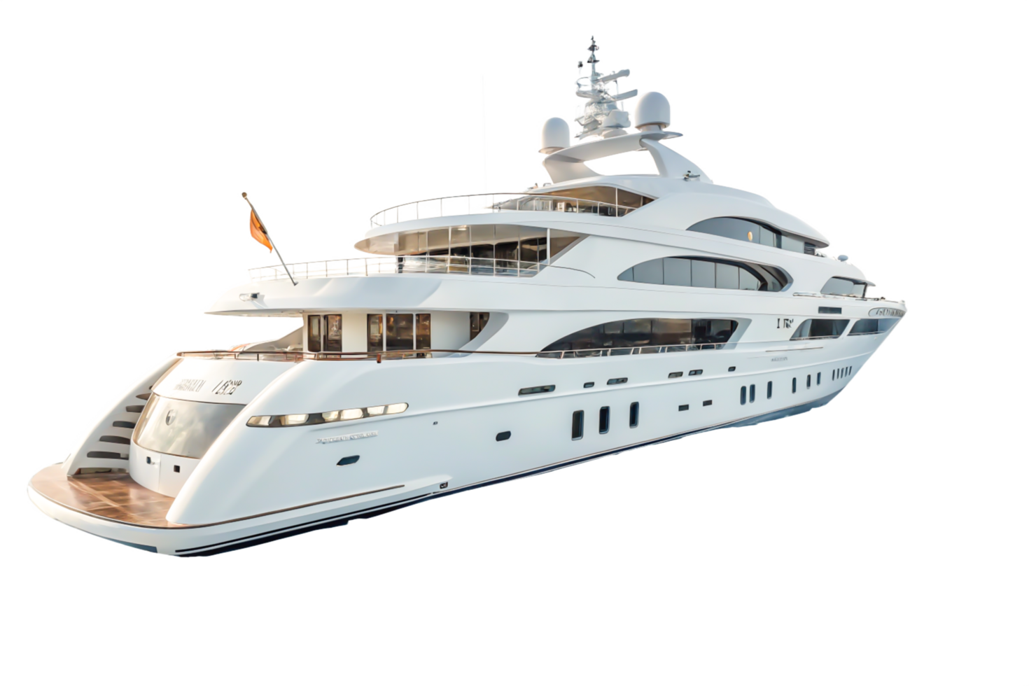 Luxury Yacht Stern View Elegant White Vessel at Sea, Aerial Perspective png