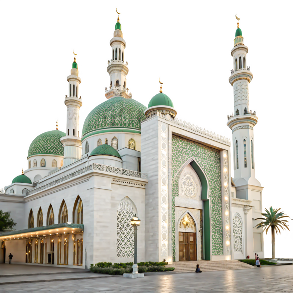 Stunning Green Domed Mosque Architecture Isolated Islamic Building Image png
