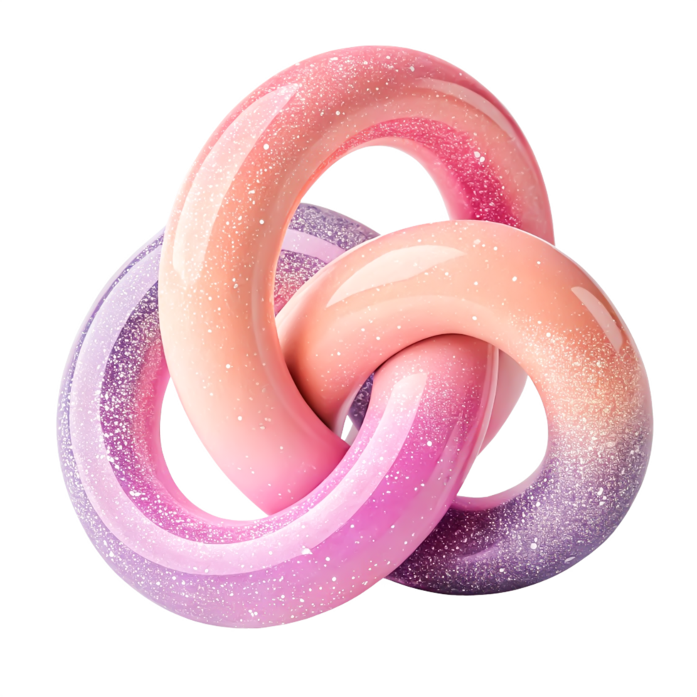 Abstract Pink Purple Glitter Knot 3D Render, Trendy Pastel Swirls Design png