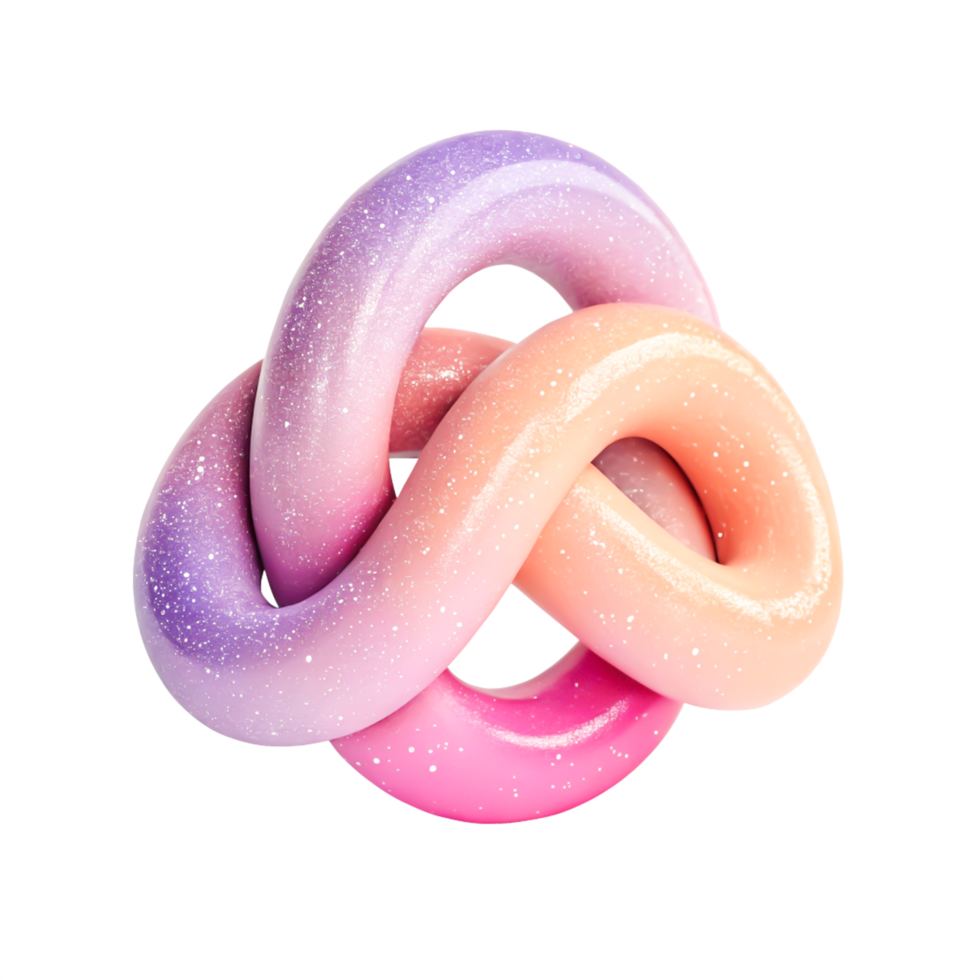 Abstract Pastel Pink, Purple Orange Knot Design 3D Render png