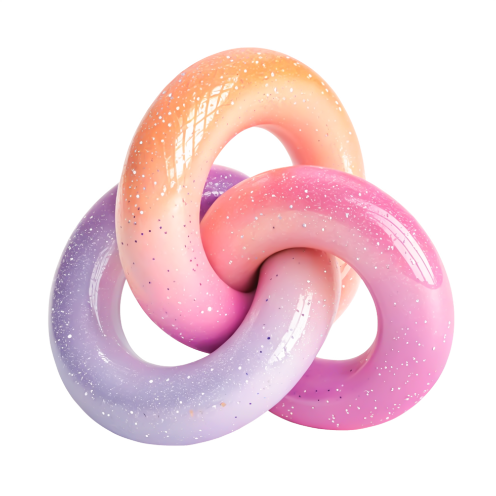 Abstract Pastel Pink, Purple, Orange Interlocking Rings 3D Render for Design png