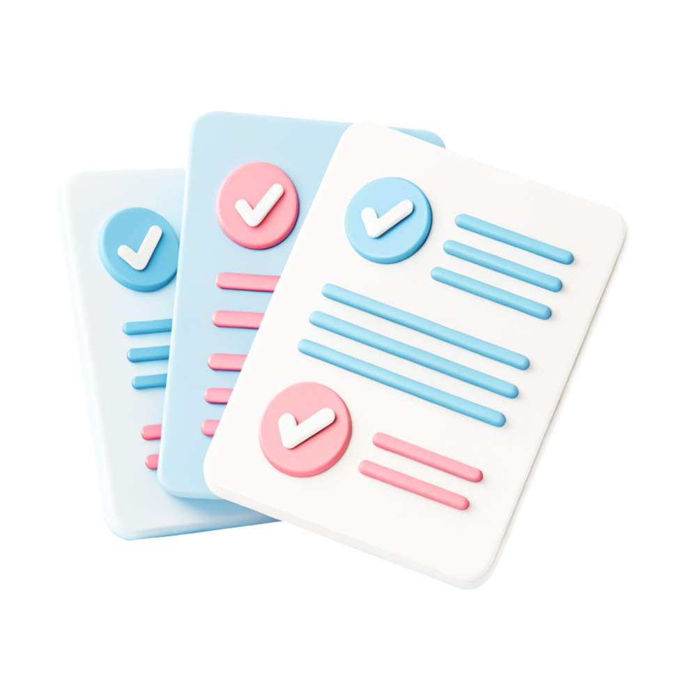 3D Pastel Checklist Documents Completed Tasks, To-Do List App Icon png